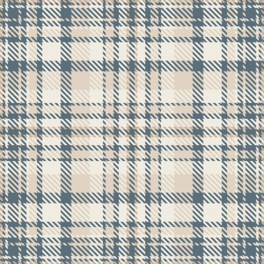 Katlanmış tekstil kumaş tartan, geometrik arka plan vektör ekoseli. Pastel ve beyaz renk paletinde uzunluk dokusu kusursuz kontrol deseni.