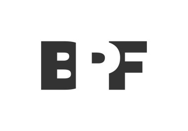 BPF logo tasarımı. İlk harf B P F koyu yazı tipi. Teknolojik girişimler, danışmanlık, kurumsal markalaşma için. Yaratıcı şirket adı, manşet başlıkları tipografi kimliği, moda logoti tipi. Vektör illüstrasyonu.