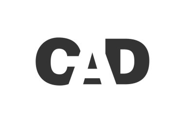 CAD logo tasarımı. İlk harf C A D kalın yazı tipi teknoloji girişimleri, danışmanlık, kurumsal markalaşma. Yaratıcı şirket adı, manşet başlıkları tipografi kimliği, moda logoti tipi. Vektör illüstrasyonu.