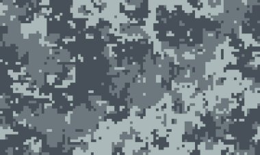 Gri tonlarda soyut dijital kamuflaj deseni. Geçmişler, dokular, askeri veya taktik tasarımlar ve moda baskıları için ideal.