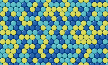 Soyut canlı deniz mavisi ve sarı daire deseni. Modern geometrik tasarım arka planlar, web sitesi afişleri, tekstil ve oyuncu markalar için idealdir. Birlik, enerji ve oyuncu karmaşıklığı temsil eder..