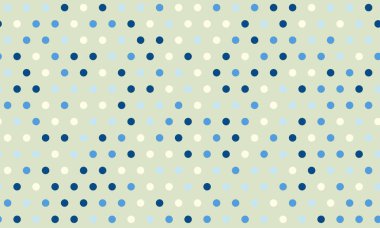 Soyut Pastel Polka nokta deseni. Soluk yeşil arka planda yumuşak mavi ve beyaz daireleri olan kusursuz bir tasarım. Web siteleri, tekstil ve markalaşma için mükemmel..