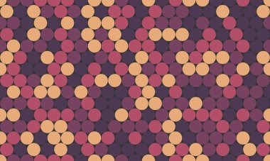 Üst üste binen dairelerin soyut geometrik şablonu sessiz pembe, mor ve turuncu renklerde. Özgeçmiş, web sitesi tasarımı, tekstil baskıları veya modern sanat projeleri için ideal.