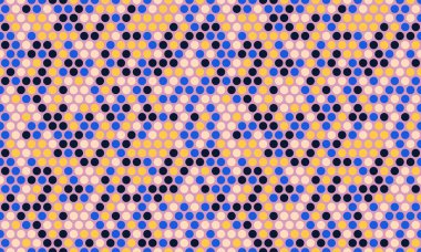 Birbirine bağlı mavi, sarı ve pembe renkli dairelerin canlı ve soyut deseni. Tekstil tasarımı, web sitesi geçmişi veya modern sanat projeleri için mükemmel..