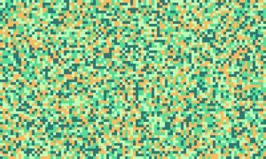 Soyut piksel sanat arkaplanı. Pastel yeşilinin kusursuz deseni, turuncu turuncu kareler. İnternet sitesi afişleri, dijital sanat, tekstil tasarımı ve daha fazlası için ideal. Modern, canlı ve çok yönlü..
