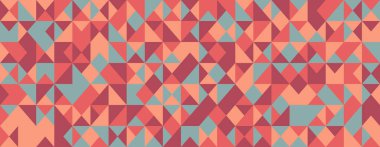 Soyut geometrik desen. Canlı mercan, şeftali ve deniz mavisi üçgenleri dinamik ve modern bir tasarım yaratır. Arkaplan, tekstil veya web sitesi tasarımı için mükemmel.