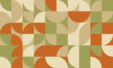 Soyut geometrik desen toprak tonlarını ve orta yüzyıl modern tarzını içerir. Web sitesi geçmişi, tekstil tasarımı veya gelişmiş, retro estetiğe ihtiyaç duyan her proje için idealdir..