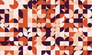 Soyut geometrik desen. Yüzyıl ortası modern tarzında sıcak toprak tonları web siteleri, markalaşma veya baskı için ideal sofistike ve çok yönlü bir arkaplan oluşturur..