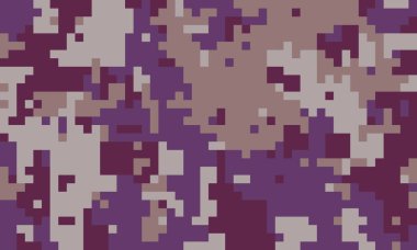 Soyut pikselleştirilmiş kamuflaj deseni, soluk morlar ve kahverengiler. Moda, tekstil veya dijital tasarım projeleri için ideal. Eşsiz, modern ve biraz da esrarengiz bir estetik gerekiyor..