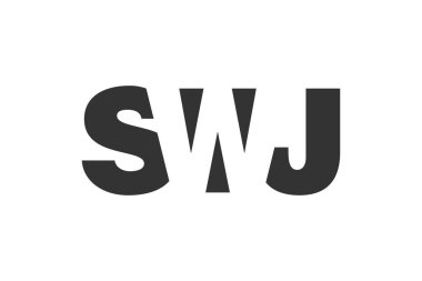 SWJ logo tasarımı. İlk harf S W J kalın yazı tipi teknoloji girişimleri, danışmanlık, kurumsal markalaşma. Yaratıcı şirket adı, manşet başlıkları tipografi kimliği, moda logoti tipi. Vektör illüstrasyonu.