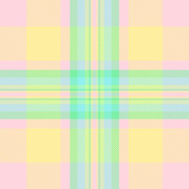 Pastel ekose desenli yumuşak pembe, sarı ve yeşil renkli. İlkbahar tasarımları, tekstil, arka plan ve ambalaj için mükemmel. Mutluluk, dinginlik ve nazik kadınlığı çağrıştırıyor..