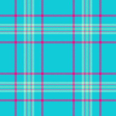 Bornoz kumaş dokusunu, klan tartan vektör tekstilini kontrol et. Oturma odası ekose desenli arka planda cyan ve nane rengi paleti.