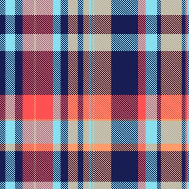 Glamor desenli tartan desenli, kış kontrollü tekstil dikişsiz. Ev vektörü arkaplan kumaş ekoseli mavi ve cyan renk paleti.