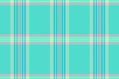 Dikensiz ağ arkaplan dokusu, ekose desenli kumaş. Cyan ve gök mavisi renk paletinde tartan kumaş vektörünü kontrol et.