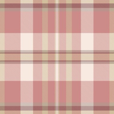 Dikişsiz kumaş arka plan, yakışıklı tartan desenli tekstil. Işık ve kırmızı renk paletinde vektör dokusunu kendin kontrol et.