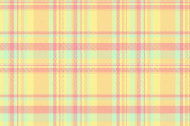 Fibröz arka plan ekose deseni, tekrarlayan doku tekstil dikişsiz. Sarı ve turuncu renk paletindeki vektör kumaş tartını incele.