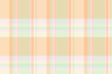 Eşarp ekose geçmiş kontrolü, lif kumaş vektör deseni. Cübbe tartan tekstil dokusu ışık ve şeftali rengi palette pürüzsüz.