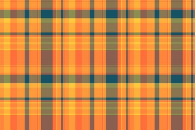 Hippi kusursuz kontrol dokusu, süreklilik tekstil arka plan vektörü. Noel kartı tartan kumaş desenli turuncu ve kehribar rengi palet.