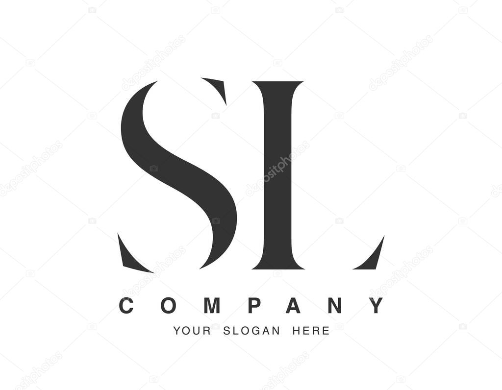 SL logo design. Initial letter s and l serif font style. Creative classic company name typography. Trendy logotype or identity. Vector illustration.