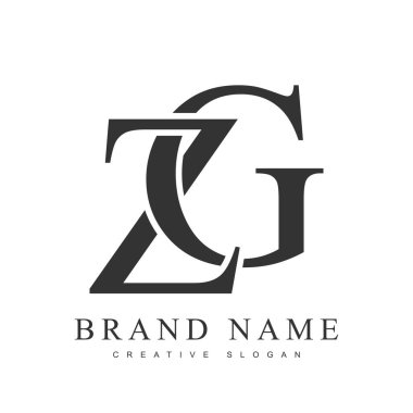 ZG trend logot şablonu. İlk harf z ve g klasik yazı tipi. Şirket adı ya da kimliği için yaratıcı logo. Vektör illüstrasyonu.