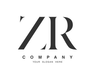 ZR logo tasarımı. İlk harf z ve r serif yazı tipi. Yaratıcı klasik şirket adı tipografi. Moda logoti ya da kimlik. Vektör illüstrasyonu.