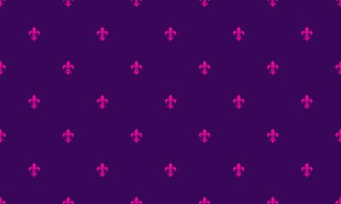 Zarif mor ve pembe fleurdelis deseni. Arkaplan, tekstil ya da markalaşma projeleri için mükemmel bir kral tasarımı..