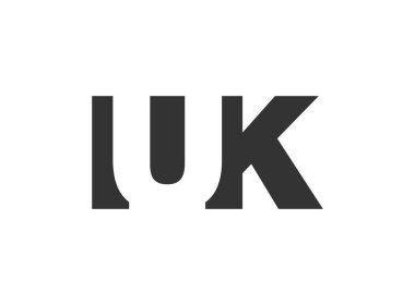 IUK logo tasarımı. İlk harf I U K kalın yazı tipi teknoloji girişimleri, danışmanlık, kurumsal markalaşma. Yaratıcı şirket adı, manşet başlıkları tipografi kimliği, moda logoti tipi. Vektör illüstrasyonu.