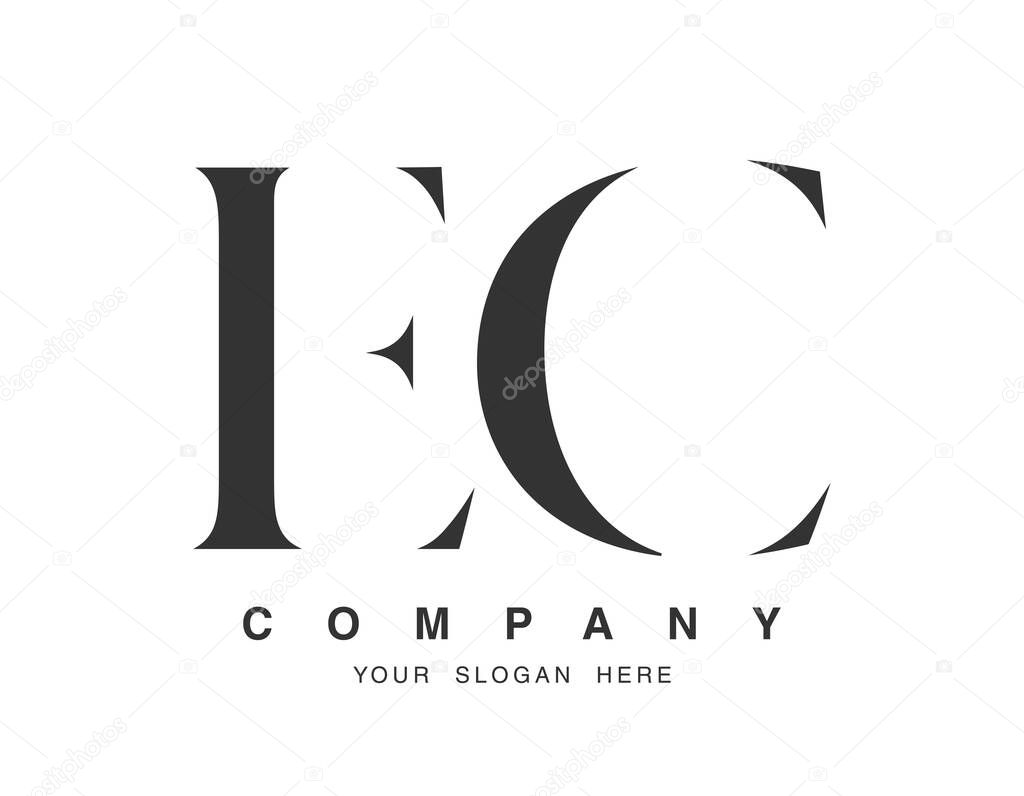 EC logo design. Initial letter e and c serif font style. Creative classic company name typography. Trendy logotype or identity. Vector illustration.