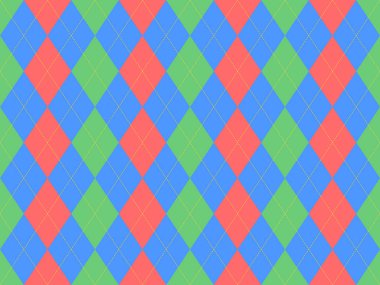 Mercan, mavi ve yeşil renkli canlı baklava deseni. Tekstil ürünleri, web sitesi geçmişi ya da eğlenceli markalar için mükemmel. Bu neşeli, geometrik tasarım retro ama modern bir estetik sunuyor..