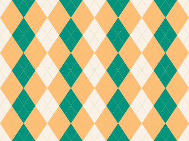 Şeftali, deniz mavisi ve kremalı canlı baklava deseni. Geçmişi, tekstili ya da moda tasarımı için mükemmel. Bu klasik elmas tasarımı eski ama modern bir his sunuyor..