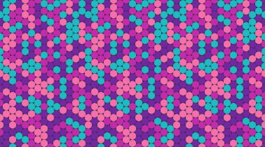 Pembe, mor ve deniz mavisi dairelerin canlı soyut deseni. Geçmişler, tekstil, web sitesi tasarımı ya da eğlenceli markalar için mükemmel. Bu dinamik, tekrarlayan tasarım enerji ve yaratıcılığı çağrıştırıyor.