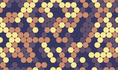 Soyut geometrik desen, sessiz tonlarda pastel dairelerin büyüleyici bir mozaiğini içeriyor..