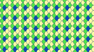 Ihlamur yeşili, soluk sarı ve kraliyet mavisi ile üst üste binen soyut pulların canlı deseni. Tekstil tasarımı, web sitesi arkaplanı ya da oyuncu bir grafik ögesi olarak mükemmel.