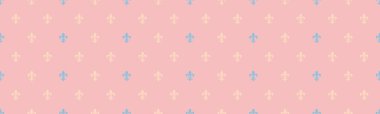Yumuşak mavi ve şeftali renginde narin fleurdelis motifleri olan zarif pastel pembe arka plan. Markalaşma, web siteleri, ambalaj, tekstil ve kırtasiye için mükemmel.