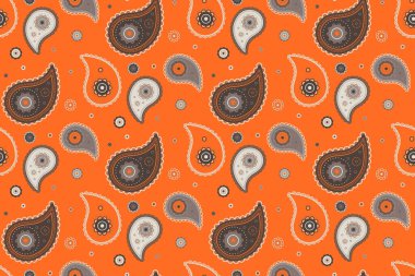 Botanik çiziminde botanik yaprağı. Çağdaş gerçeküstü desenli şal desenli. Retro güzel bir Pers doğası. Kontrastlı resimde doğuya bak.