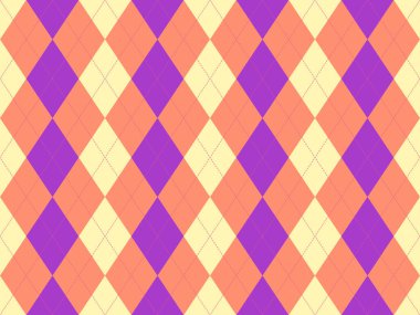 Şeftali, mor ve kremalı canlı baklava deseni. Geçmişler, tekstil, moda ve eğlenceli tasarımlar için mükemmel. Bu neşeli geometrik doku eski ama modern bir his sunuyor..