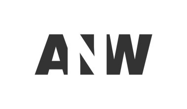 ANW logo tasarımı. İlk harf A N W kalın yazı tipi teknoloji girişimleri, danışmanlık, kurumsal markalaşma. Yaratıcı şirket adı, manşet başlıkları tipografi kimliği, moda logoti tipi. Vektör illüstrasyonu.