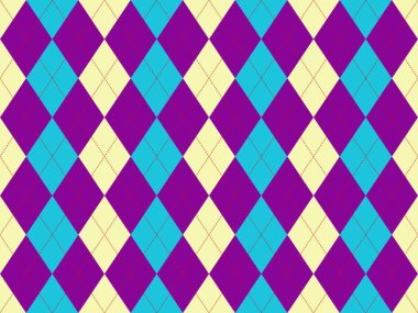 Deri rengi, mor ve soluk sarı renkli canlı baklava deseni. Kalın bir geometrik tasarım arka plan, tekstil veya moda projeleri için mükemmeldir..