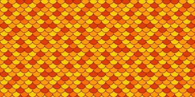 Canlı turuncu ve sarı ölçekli desen. Arkaplan, tekstil veya web sitesi tasarımı için mükemmel.