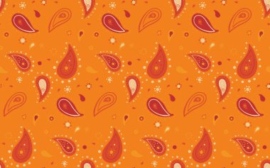 Paisley pürüzsüz ve yatay buta. İlkbahar baskısı, Western kontrast. Kıvırcık renkli etnik köken elle çizilmiş. Tekstil tekrarlaması için egzotik tasarım.