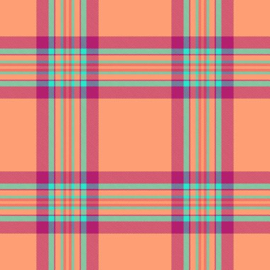 Vibrant tartan pattern. Peach background with pink  teal lines. Seamless design ideal for backgrounds, textiles,  creative projects. Versatile  eyecatching.