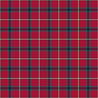 Sıcak, desenli ekose desenli kırmızı, mavi ve bej rengi. Tekstil, moda, marka ya da tatil tasarımları için çok yönlü bir arka plan. Samimi, klasik ve davetkar..