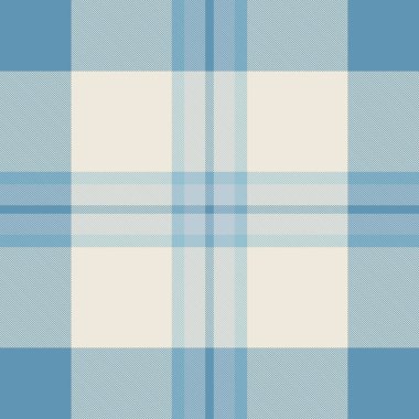 Klasik tartan desenli yumuşak mavi ve krem rengi, arka plan, tekstil ve şenlik tasarımları için mükemmel. Konforu, mirası ve tarzı çağrıştırıyor..