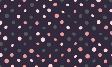 Karanlık bir arka planda dağınık pastel daireler içeren soyut, pürüzsüz bir desen. Tekstil tasarımı, duvar kağıdı, web sitesi arka planı ve oyuncu markalar için mükemmel..