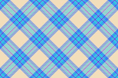 Parlak ekose desenli, iç içe geçmiş mavi, turkuaz mor çizgili bej arkaplan. Klasik ama modern tasarım arka plan, tekstil ve grafik projeleri için idealdir.