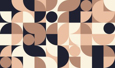 Tarafsız toprak tonlarının ve koyu aksanların uyumlu bir karışımını içeren zarif geometrik soyut arkaplan.