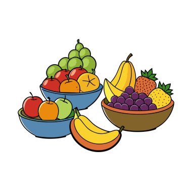 Fruits vektör illüstrasyonunun farklı türleri
