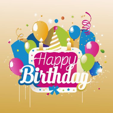 Happy Birthday Greeting Card Poster  vector illustration concept