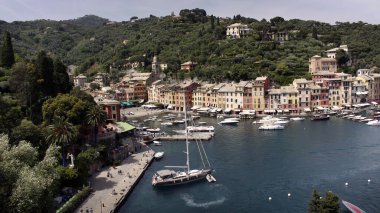 Portofino, liguria, İtalya. Körfezin manzarası