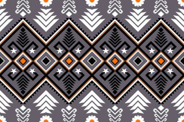 Multicolor Aztec tribal seamless pattern. Ethnic geometric fabric print template for textile. Tribal abstract texture design for abstract background with folk motives. Vector black and white